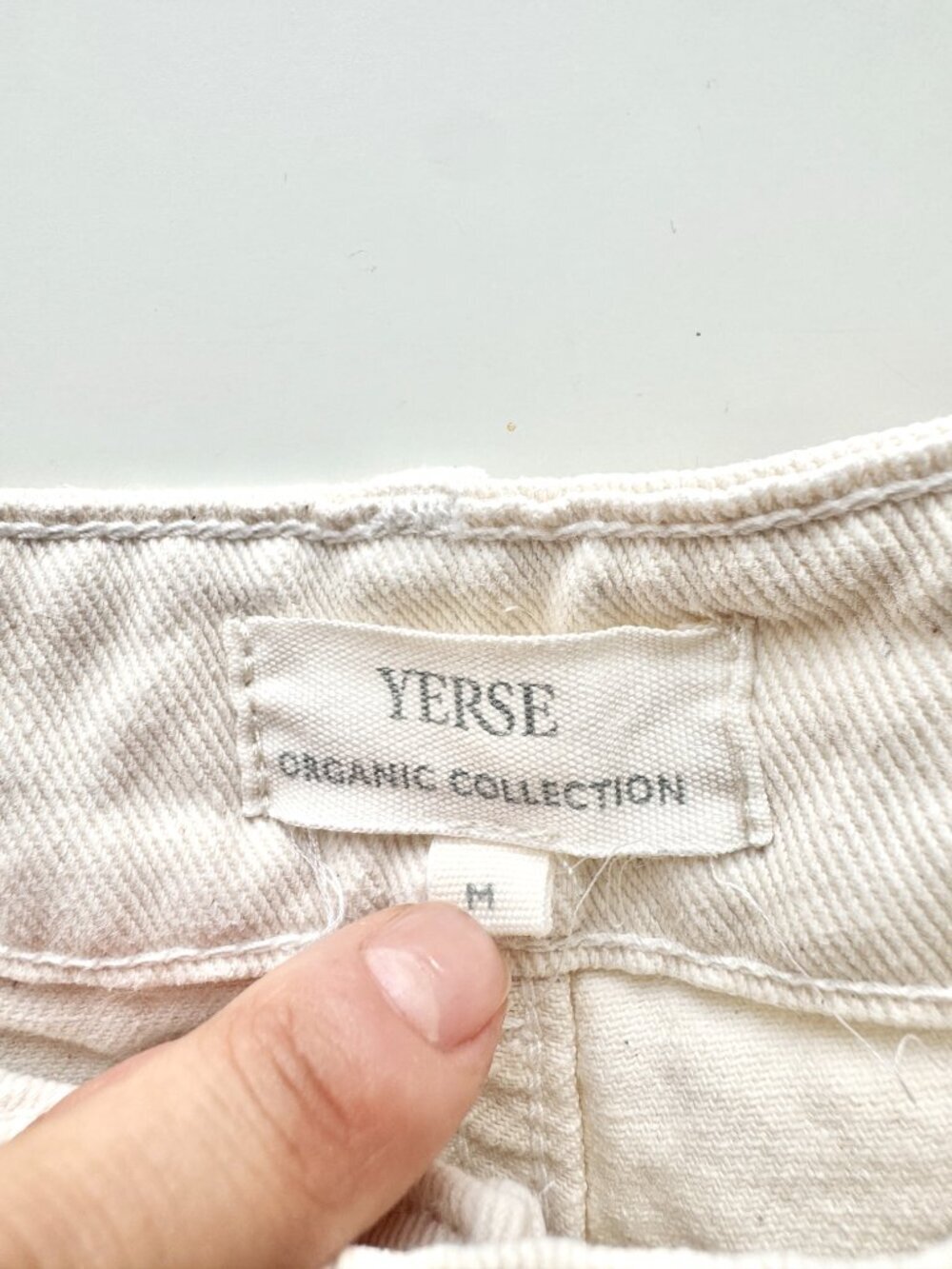 YERSE Ivory White 100% Organic Cotton Denim Mid Rise Wide Leg Jeans, Size M - Picture 13 of 15